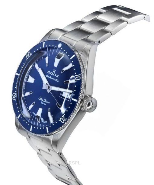 Edox スカイダイバー デイト リミテッドエディション ステンレススチール ブルーダイヤル 自動巻き ダイバーズ 80126 3BUM BUIN 300M メンズ腕時計