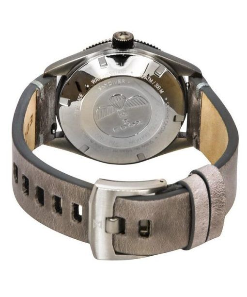 Edox スカイダイバー 限定版 レザーストラップ グレー文字盤 自動巻き ダイバーズ 80126 3VIN GDN 300M メンズ腕時計