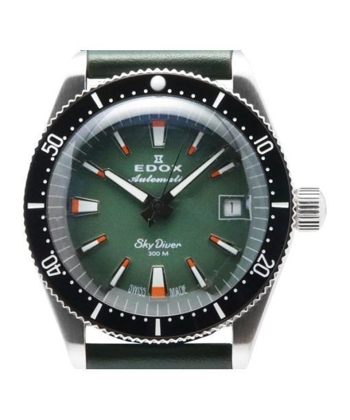Edox スカイダイバー スペシャルエディション グリーンダイヤル 自動巻きダイバーズ 801313NCVI 300M メンズ腕時計 予備ストラップ付き