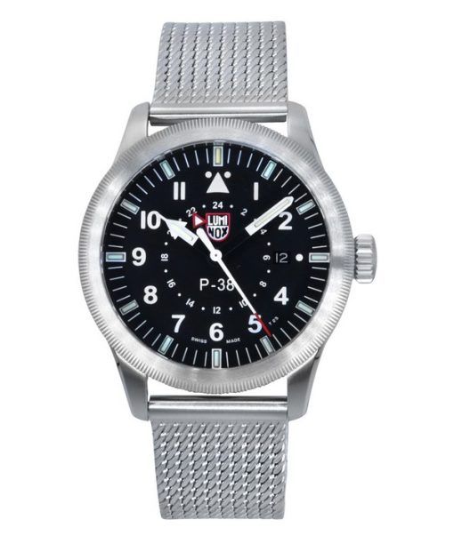 ルミノックス エアパイロット ライトニング GMT ステンレススチール ブラックダイヤル クォーツ XA.9522 100M メンズ腕時計