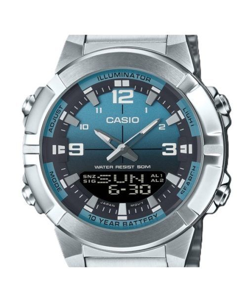 カシオ アナログ デジタル コンビネーション ステンレススチール ライトブルー ダイヤル クォーツ AMW-870DA-2A2V メンズ腕時計