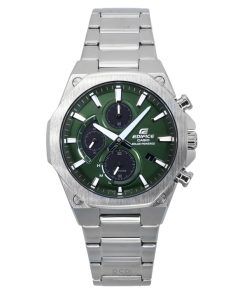 カシオ エディフィス スリムライン アナログ クロノグラフ ステンレススチール グリーン ダイヤル ソーラー EFS-S570D-3A 100M メンズ腕時計