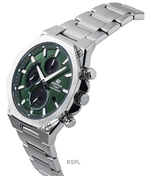カシオ エディフィス スリムライン アナログ クロノグラフ ステンレススチール グリーン ダイヤル ソーラー EFS-S570D-3A 100M メンズ腕時計