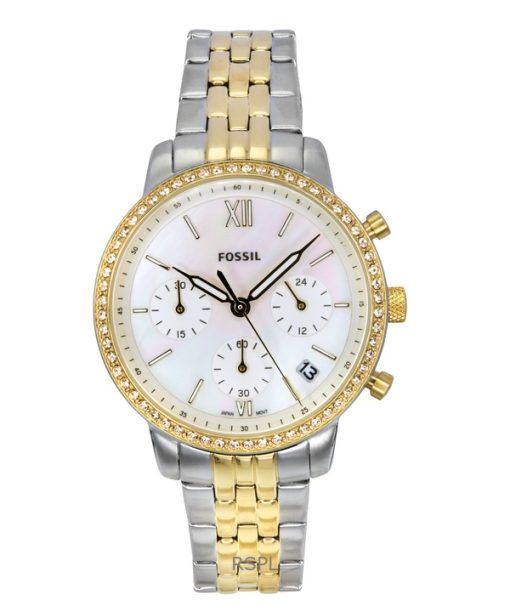 Fossil Neutra クロノグラフ ツートン ステンレススチール ホワイト マザーオブパール ダイヤル クォーツ ES5216 レディース腕時計