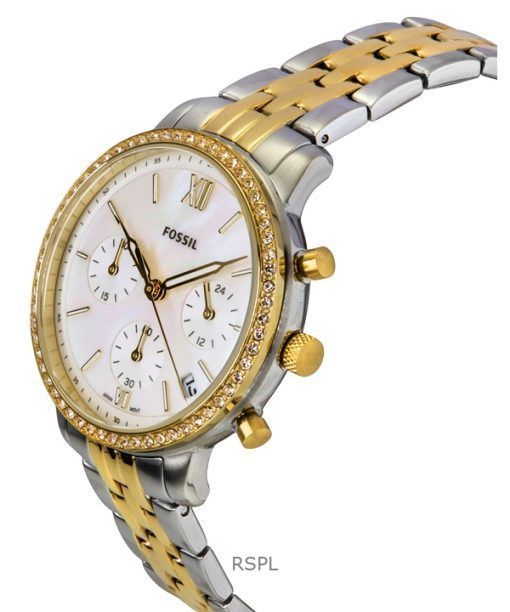 Fossil Neutra クロノグラフ ツートン ステンレススチール ホワイト マザーオブパール ダイヤル クォーツ ES5216 レディース腕時計
