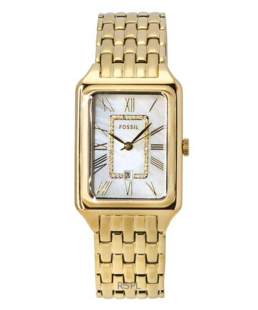 Fossil Raquel ゴールドトーン ステンレススチール ホワイト マザーオブパール ダイヤル クォーツ ES5304 レディース腕時計