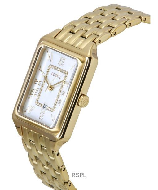 Fossil Raquel ゴールドトーン ステンレススチール ホワイト マザーオブパール ダイヤル クォーツ ES5304 レディース腕時計