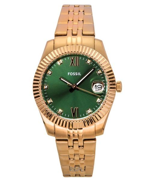 Fossil Scarlette ローズゴールドトーン ステンレススチール グリーンダイヤル クォーツ ES5369 レディース腕時計