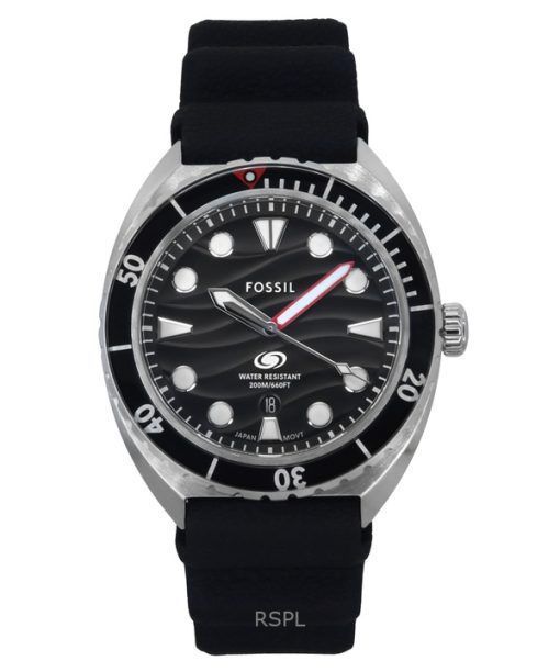 Fossil Breaker シリコンストラップ ブラックダイヤル クォーツ ダイバーズ FS6062 200M メンズ腕時計