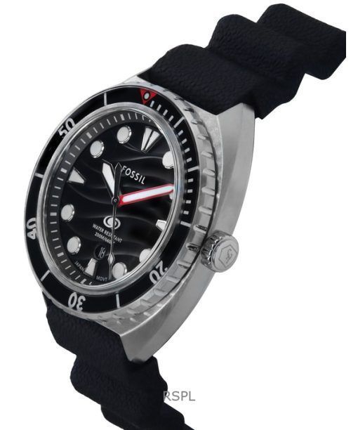 Fossil Breaker シリコンストラップ ブラックダイヤル クォーツ ダイバーズ FS6062 200M メンズ腕時計
