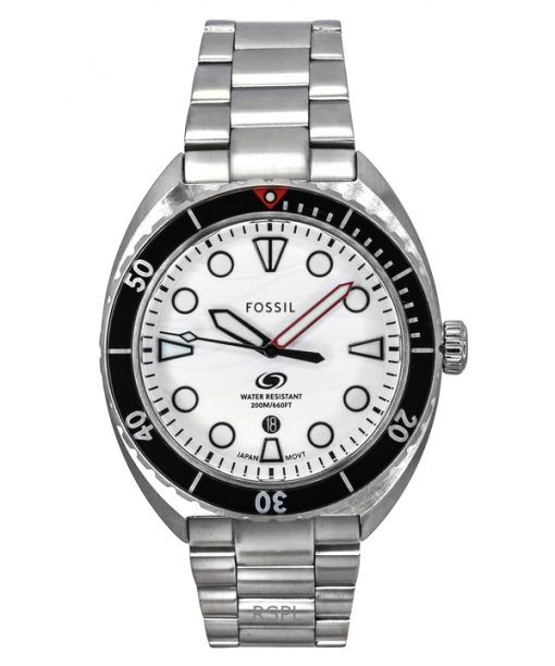 Fossil Breaker ステンレススチール ホワイトダイヤル クォーツ ダイバーズ FS6063 200M メンズ腕時計