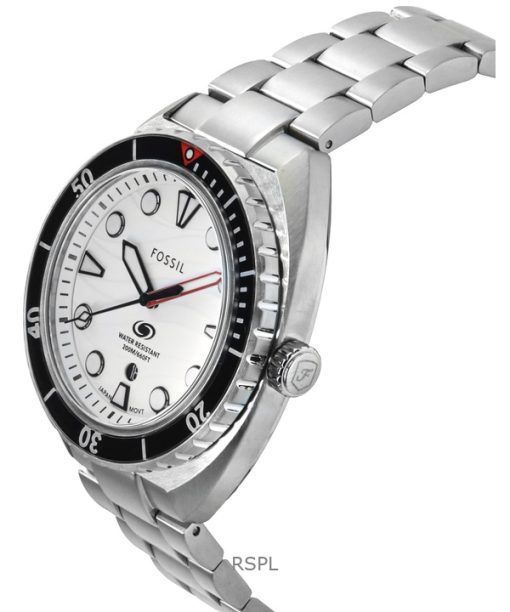 Fossil Breaker ステンレススチール ホワイトダイヤル クォーツ ダイバーズ FS6063 200M メンズ腕時計