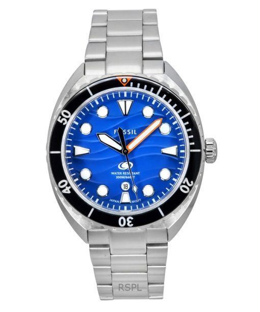 Fossil Breaker ステンレススチール ブルーダイヤル クォーツ ダイバーズ FS6064 200M メンズ腕時計
