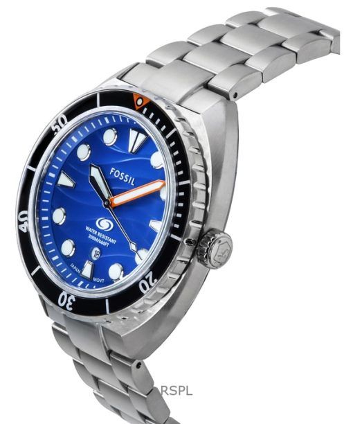 Fossil Breaker ステンレススチール ブルーダイヤル クォーツ ダイバーズ FS6064 200M メンズ腕時計