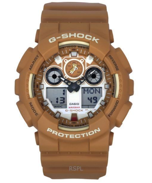 カシオ G-Shock アナログ デジタル 柴犬 樹脂ストラップ ブラウン ダイヤル クォーツ GA-100SHB-5A 200M メンズ腕時計