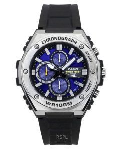 カシオ スタンダード アナログ クロノグラフ 樹脂ストラップ ブルー ダイヤル クォーツ MWA-300H-2AV 100M メンズ腕時計