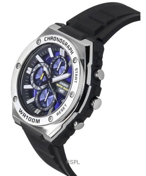 カシオ スタンダード アナログ クロノグラフ 樹脂ストラップ ブルー ダイヤル クォーツ MWA-300H-2AV 100M メンズ腕時計