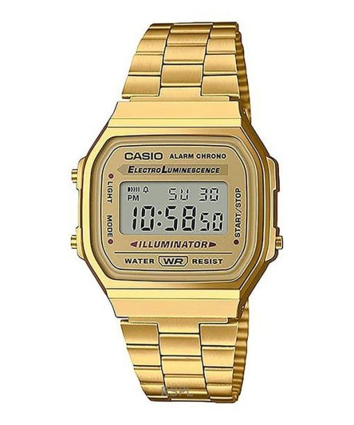 再生カシオ デジタル ゴールドトーン ステンレススチール A168WG-9WDF ユニセックス腕時計