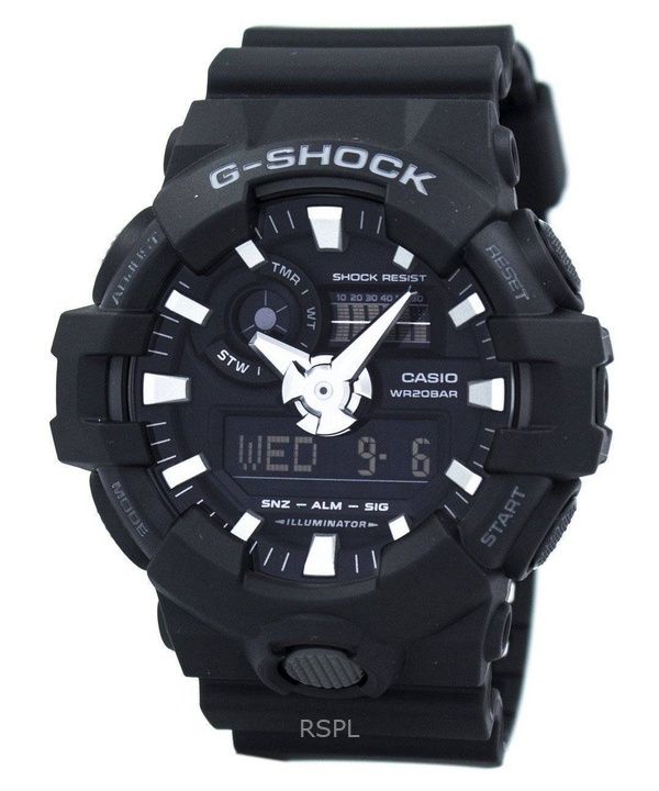 再生カシオ G-Shock アナログ デジタル 樹脂ストラップ ブラック ダイヤル GA-700-1B 200M メンズ腕時計