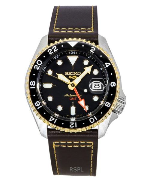 セイコー 5 スポーツ SKX GMT レザーストラップ ブラウン ダイヤル 自動巻き SSK036K1 100M メンズ腕時計