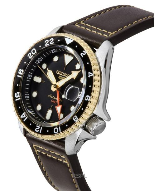 セイコー 5 スポーツ SKX GMT レザーストラップ ブラウン ダイヤル 自動巻き SSK036K1 100M メンズ腕時計