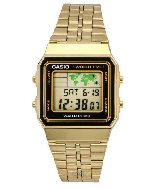 カシオ デジタル ステンレス鋼世界時間 A500WGA 1DF A500WGA 1 メンズ腕時計