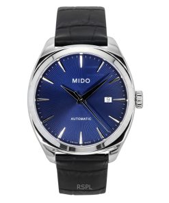 ミドー ベルーナ ロイヤル ジェント ブラックレザーストラップ ブルーダイヤル 自動巻き M024.507.16.041.00 メンズ腕時計