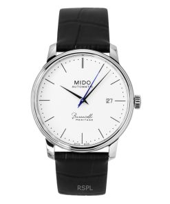 ミドー バロンチェッリ ヘリテージ レザーストラップ ホワイトダイヤル 自動巻き M027.407.16.010.00 メンズ腕時計