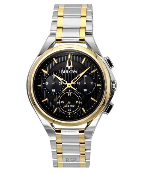 Bulova Curv Chronograph Two Tone Stainless Steel Black Dial Quartz 98A301 Men's Watch