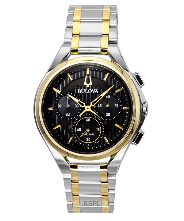 Bulova Curv Chronograph Two Tone Stainless Steel Black Dial Quartz 98A301 Men's Watch