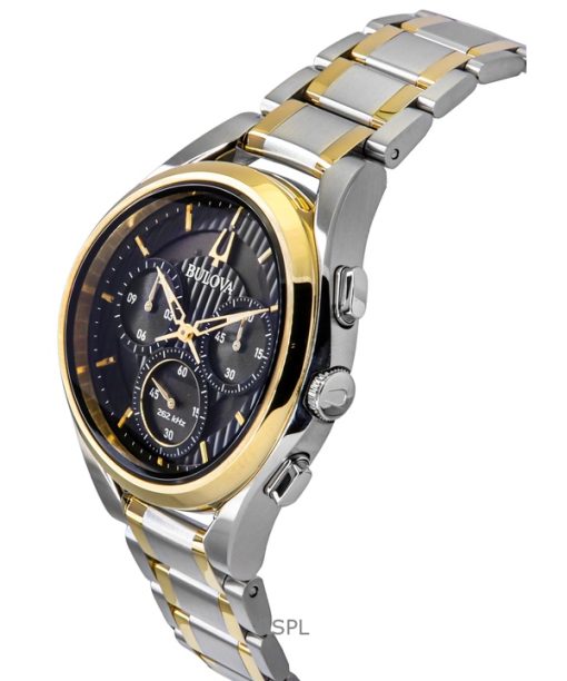 Bulova Curv Chronograph Two Tone Stainless Steel Black Dial Quartz 98A301 Men's Watch