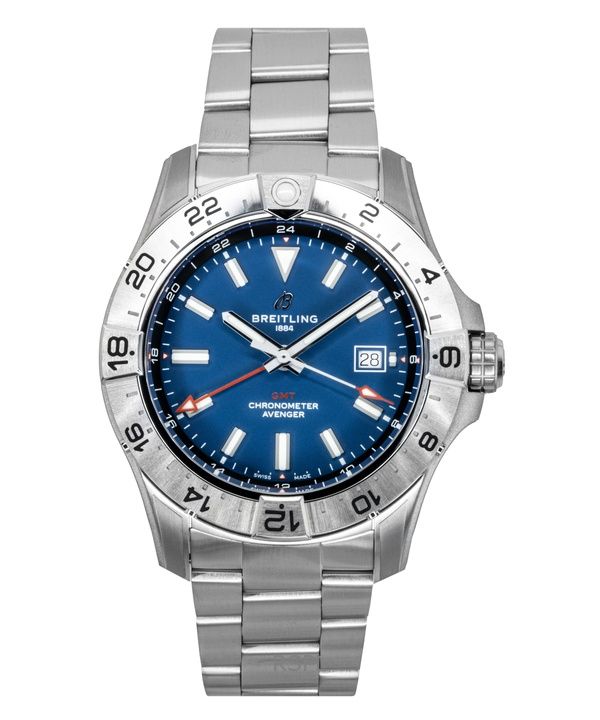 Breitling Avenger GMT Stainless Steel Blue Dial Automatic Diver's A32320101C1A1 300M Men's Watch