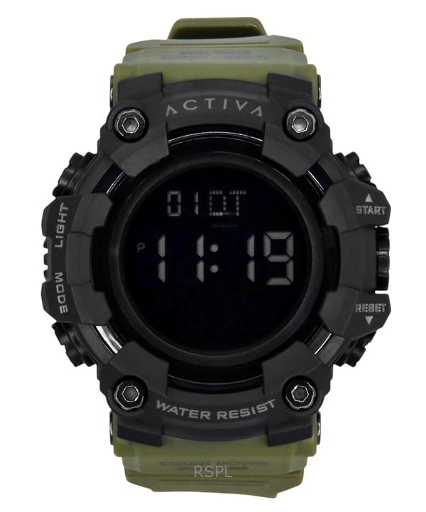Invicta Activa Digital Army Green Polyurethane Strap Black Dial Quartz ACW1968-002 Men's Watch