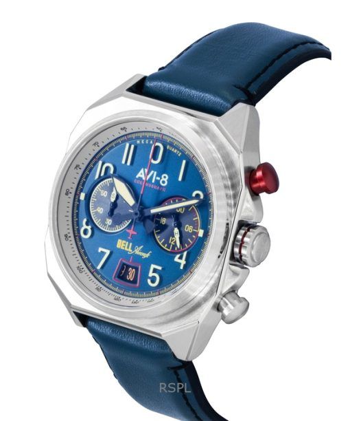 AVI-8 Bell X-1 Machbuster Chronograph Aviation Blue Rubber Strap Blue Dial Quartz AV-4118-01 Men's Watch