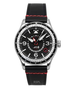 AVI-8 Flyboy Airmaster GMT Leather Strap Engine Black Dial Automatic AV-4128-01 Men's Watch