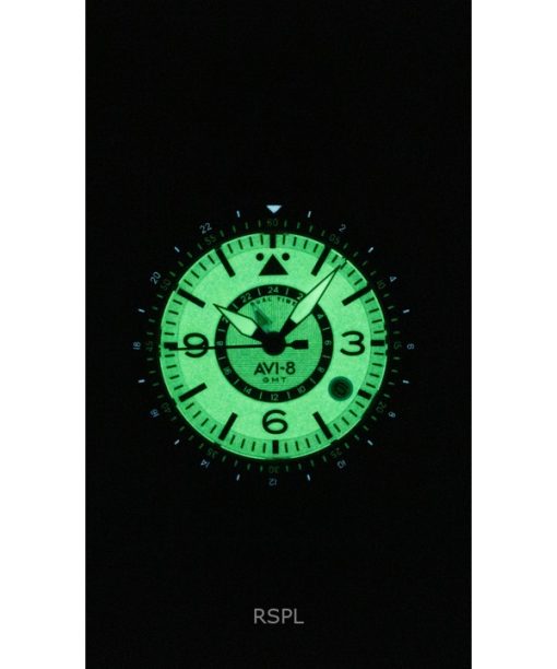 AVI-8 Flyboy Airmaster GMT Leather Strap White Dial Automatic AV-4128-02 Men's Watch