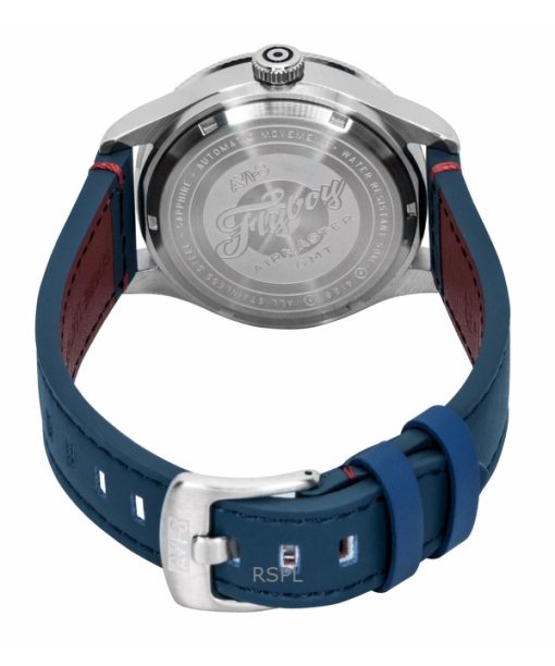 AVI-8 Flyboy Airmaster GMT Cockpit Blue Leather Strap Blue Dial Automatic AV-4128-04 Men's Watch