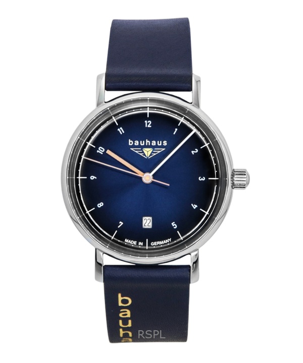 Bauhaus Classic Leather Strap Dark Blue Dial Quartz 21413 Women's Watch