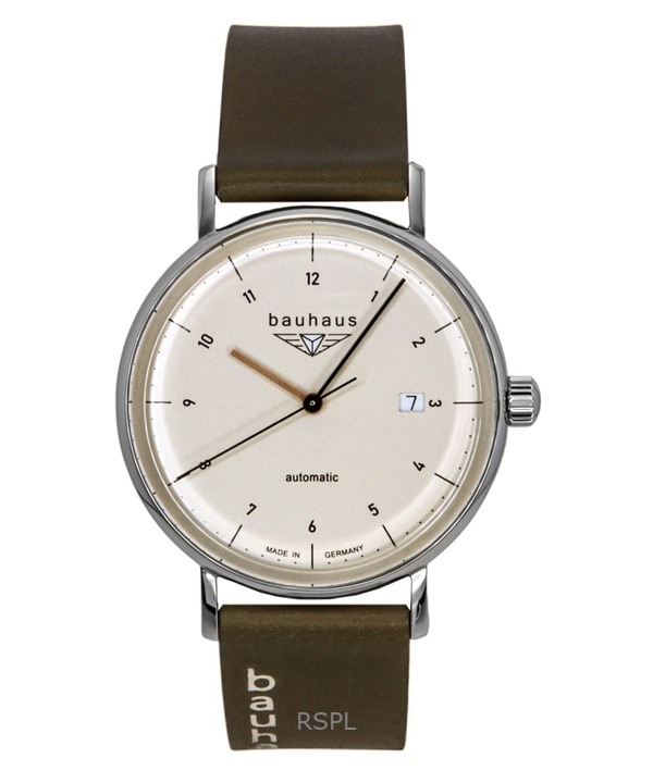 Bauhaus Leather Strap Beige Dial Automatic 21521 Men's Watch