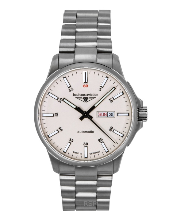 Bauhaus Aviation Titanium Beige Dial Automatic 2866M5 100M Men's Watch