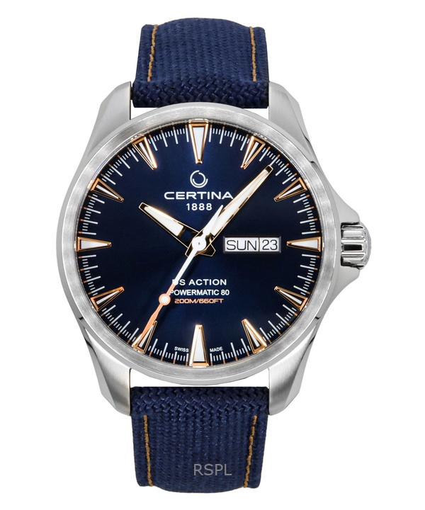 Certina DS Action Day Date Synthetic Strap Blue Dial Automatic Diver's C032.430.18.041.01 200M Men's Watch