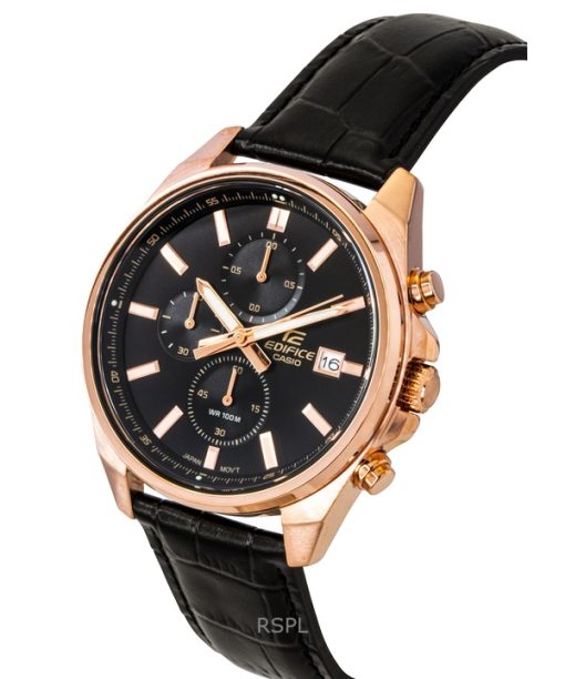 Casio Edifice Analog Standard Chronograph Leather Strap Black Dial Quartz EFV-610ECL-1A 100M Men's Watch