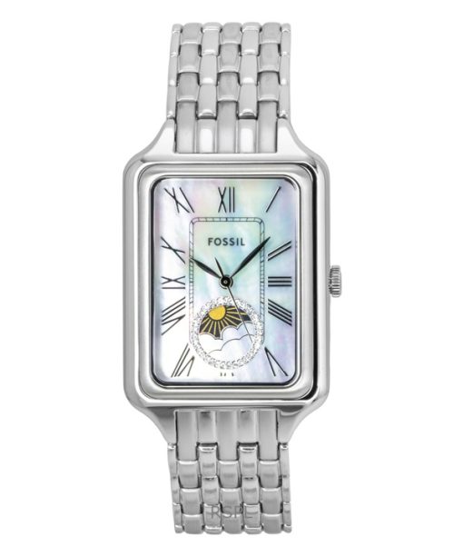 Fossil Raquel Stainless Steel Sun Moon Multifunction Mother Of Pearl Dial Quartz ES5400 Women's Watch