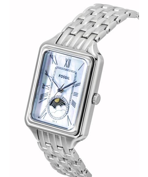 Fossil Raquel Stainless Steel Sun Moon Multifunction Mother Of Pearl Dial Quartz ES5400 Women's Watch