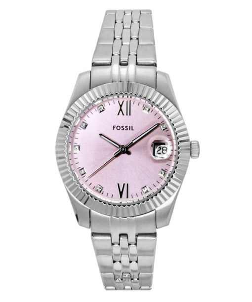 Fossil Scarlette Stainless Steel Pink Sunray Dial Quartz ES5403 Women's Watch
