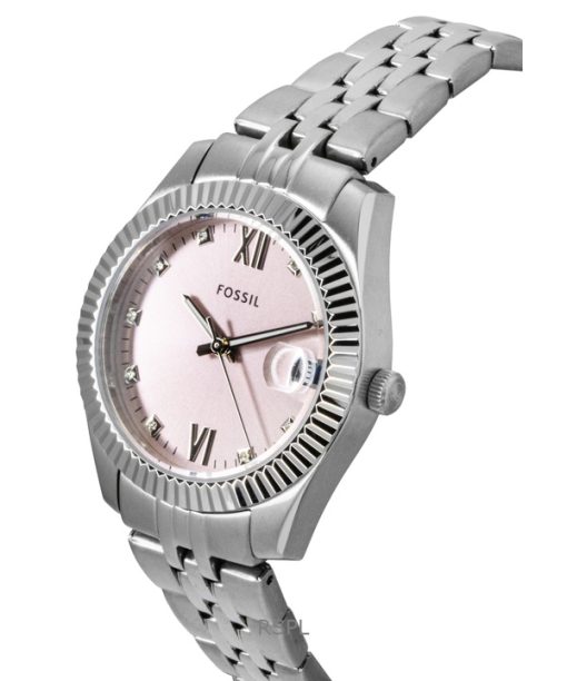 Fossil Scarlette Stainless Steel Pink Sunray Dial Quartz ES5403 Women's Watch