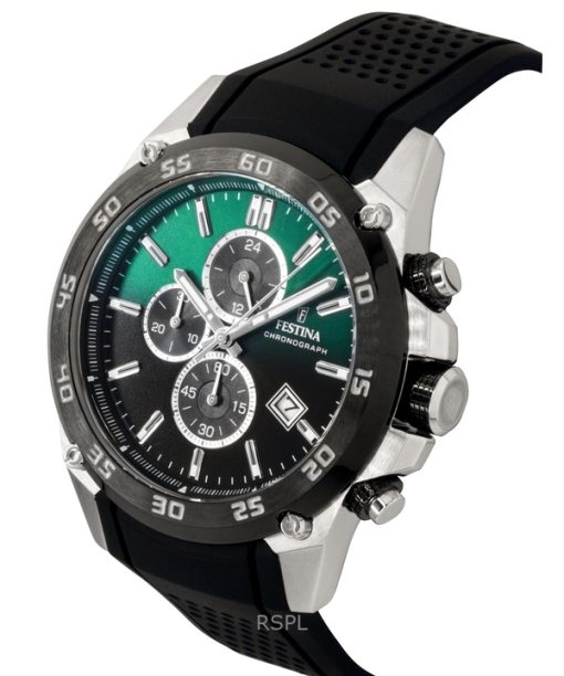 Festina The Originals Chronograph Rubber Strap Green Dial Quartz F20330-B 100M Men's Watch