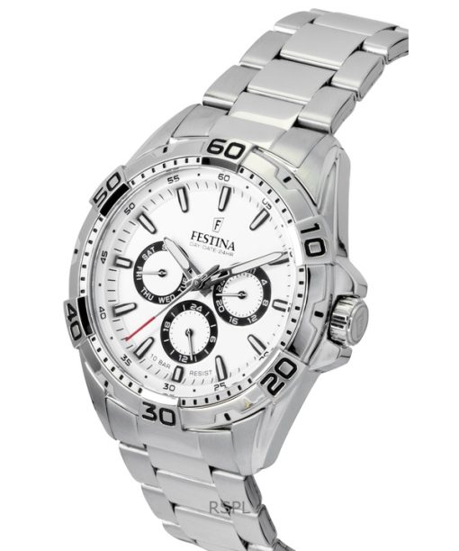 Festina Stainless Steel Multifunction White Dial Quartz F20623-1 100M Men's Watch