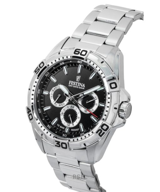 Festina Stainless Steel Multifunction Black Dial Quartz F20623-4 100M Men's Watch