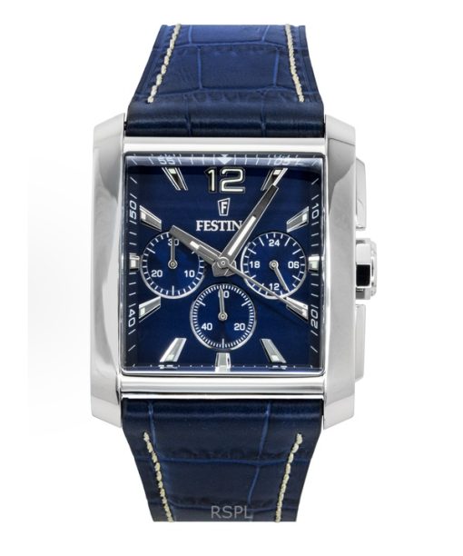 Festina Chronograph Leather Strap Blue Dial Quartz F20636-2 Men's Watch